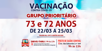 Ibiúna inicia vacinação para grupo prioritário de 72 e 73 anos na próxima segunda-feira (22)