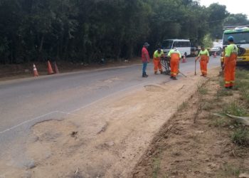 Prefeitura de Ibiúna realiza tapa-buraco na Estrada do Murundu