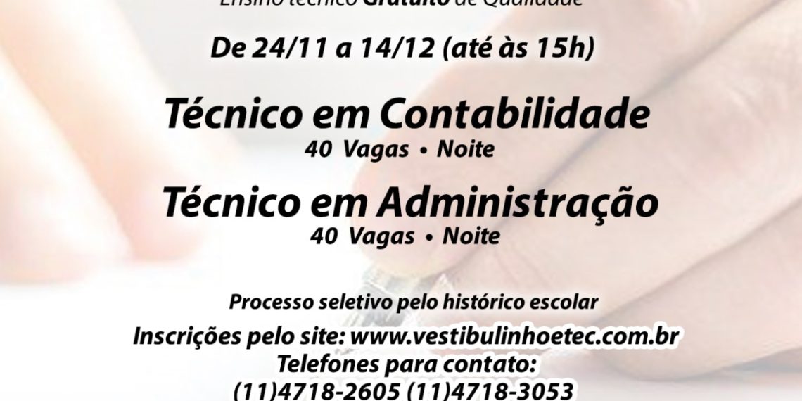 Vestibulinho ETEC está com inscrições abertas