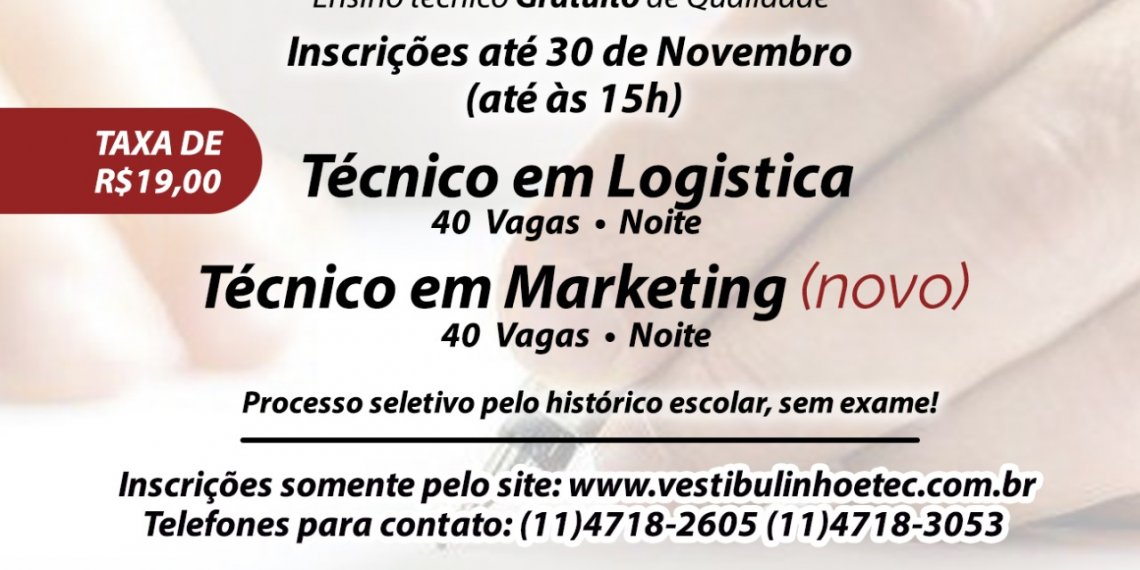 Vestibulinho ETEC está com inscrições abertas