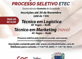Vestibulinho ETEC está com inscrições abertas