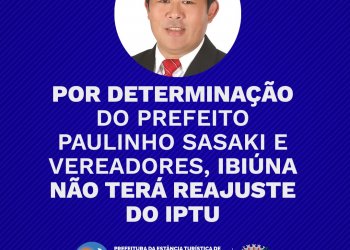Prefeito Paulinho Sasaki congela valor do IPTU 2022