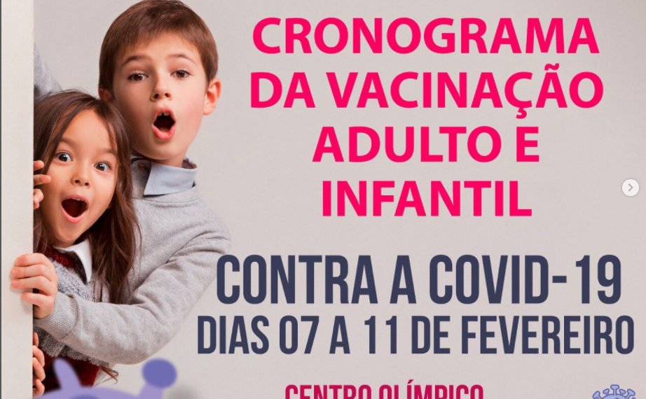 Contra a COVID-19 – 07 a 11 de FEV CRONOGRAMA INFANTIL