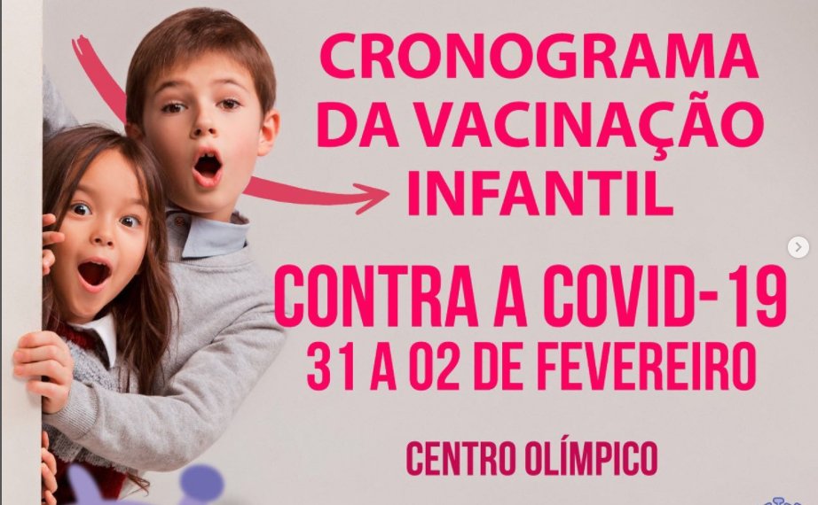 Contra a COVID-19 – 31 a 02 de FEV CRONOGRAMA INFANTIL